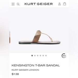 NEW! Kurt Geiger Kensington T-Bar Sandal Sz. 38.5